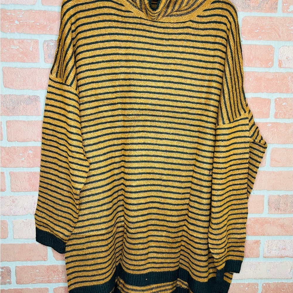 Striped Mustard and Black Women's Sweater
